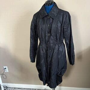 Stella Carakasi black cotton blend trench coat, size M
